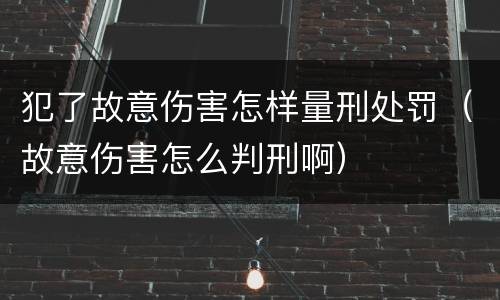 犯了故意伤害怎样量刑处罚（故意伤害怎么判刑啊）