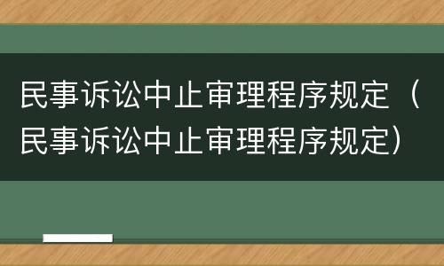 民事诉讼中止审理程序规定（民事诉讼中止审理程序规定）