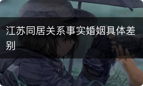 江苏同居关系事实婚姻具体差别