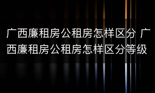 广西廉租房公租房怎样区分 广西廉租房公租房怎样区分等级