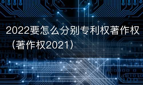 2022要怎么分别专利权著作权（著作权2021）