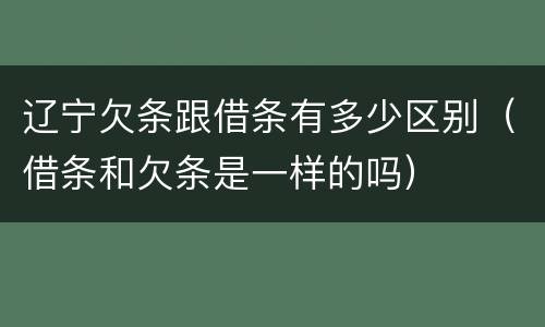 辽宁欠条跟借条有多少区别（借条和欠条是一样的吗）