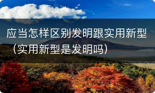 应当怎样区别发明跟实用新型（实用新型是发明吗）