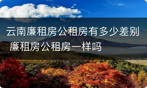 云南廉租房公租房有多少差别 廉租房公租房一样吗