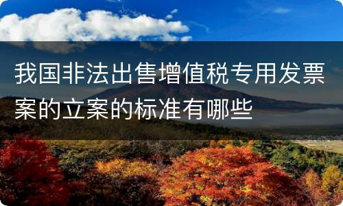 我国非法出售增值税专用发票案的立案的标准有哪些