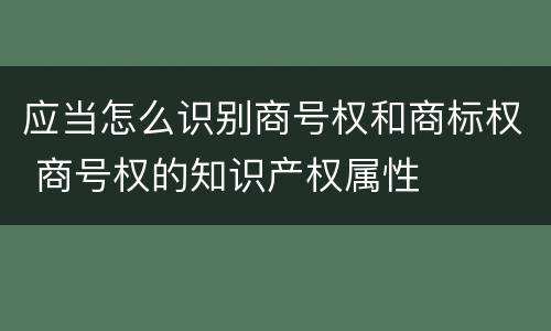 应当怎么识别商号权和商标权 商号权的知识产权属性