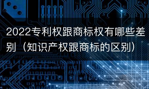 2022专利权跟商标权有哪些差别（知识产权跟商标的区别）