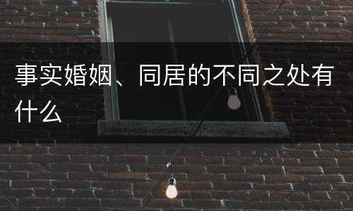 事实婚姻、同居的不同之处有什么