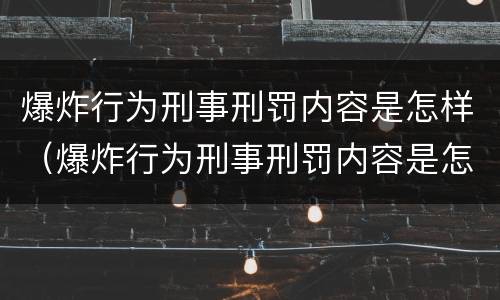 爆炸行为刑事刑罚内容是怎样（爆炸行为刑事刑罚内容是怎样产生的）