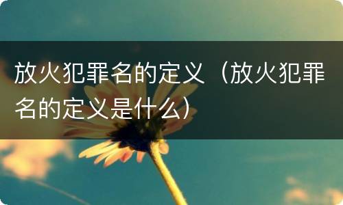 放火犯罪名的定义（放火犯罪名的定义是什么）