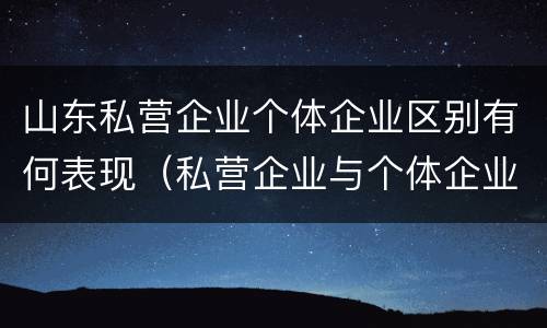 山东私营企业个体企业区别有何表现（私营企业与个体企业的区别）