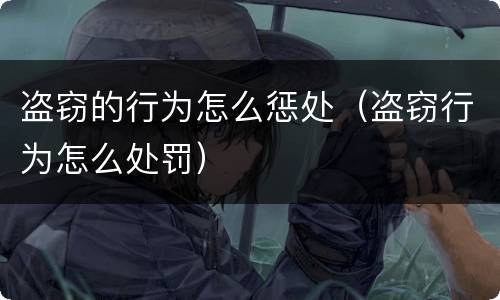 盗窃的行为怎么惩处（盗窃行为怎么处罚）