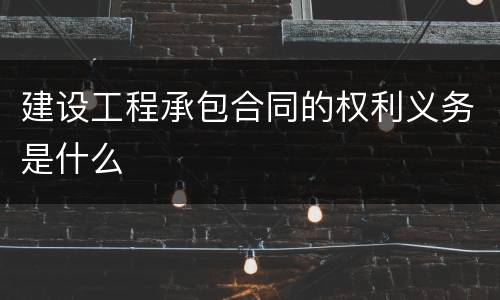 建设工程承包合同的权利义务是什么