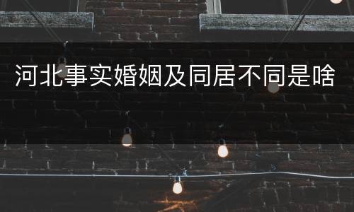 河北事实婚姻及同居不同是啥