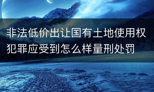 非法低价出让国有土地使用权犯罪应受到怎么样量刑处罚