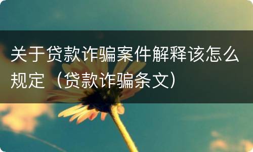 关于贷款诈骗案件解释该怎么规定（贷款诈骗条文）