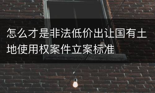 怎么才是非法低价出让国有土地使用权案件立案标准