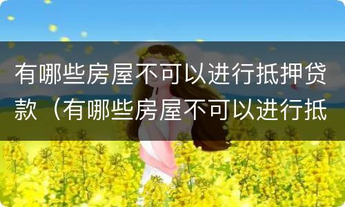 有哪些房屋不可以进行抵押贷款（有哪些房屋不可以进行抵押贷款的）