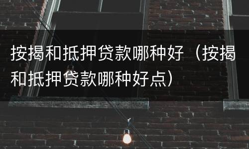 按揭和抵押贷款哪种好（按揭和抵押贷款哪种好点）