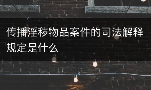 传播淫秽物品案件的司法解释规定是什么