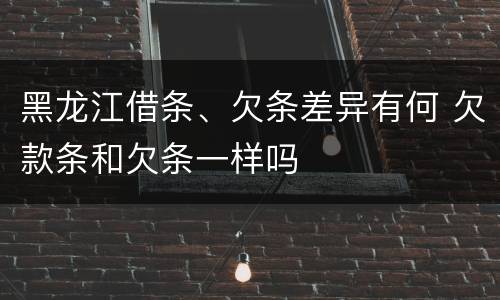 黑龙江借条、欠条差异有何 欠款条和欠条一样吗