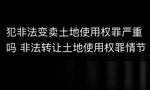 犯非法变卖土地使用权罪严重吗 非法转让土地使用权罪情节严重