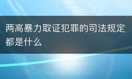 两高暴力取证犯罪的司法规定都是什么