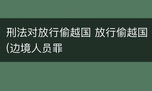刑法对放行偷越国 放行偷越国(边境人员罪