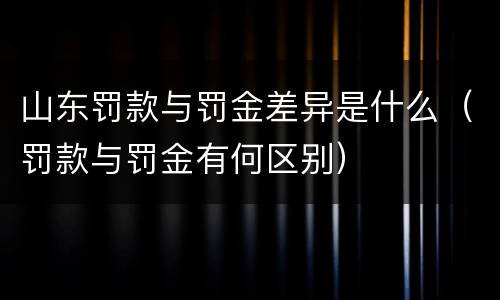 山东罚款与罚金差异是什么（罚款与罚金有何区别）