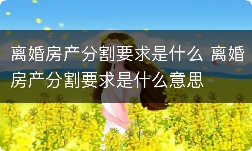离婚房产分割要求是什么 离婚房产分割要求是什么意思