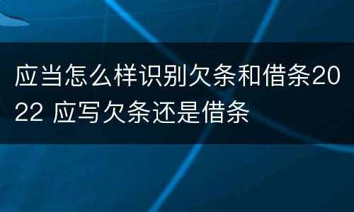 应当怎么样识别欠条和借条2022 应写欠条还是借条