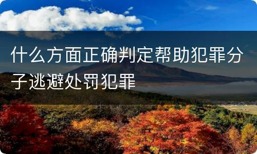 什么方面正确判定帮助犯罪分子逃避处罚犯罪