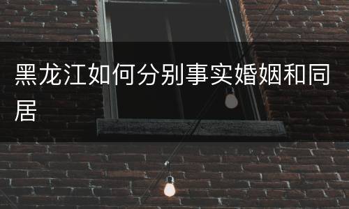 黑龙江如何分别事实婚姻和同居