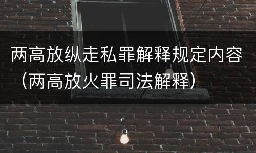 两高放纵走私罪解释规定内容（两高放火罪司法解释）