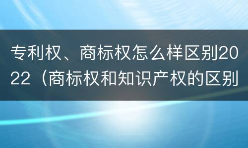 专利权、商标权怎么样区别2022（商标权和知识产权的区别）