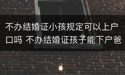 不办结婚证小孩规定可以上户口吗 不办结婚证孩子能下户爸爸名下吗