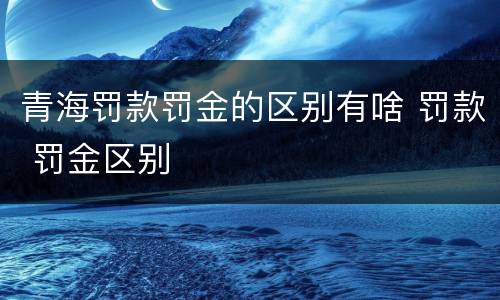 青海罚款罚金的区别有啥 罚款 罚金区别