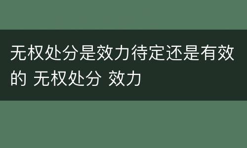 无权处分是效力待定还是有效的 无权处分 效力