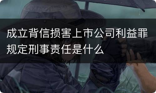 成立背信损害上市公司利益罪规定刑事责任是什么