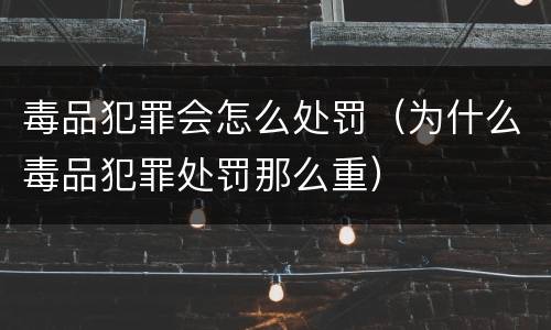 毒品犯罪会怎么处罚（为什么毒品犯罪处罚那么重）