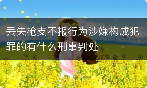 丢失枪支不报行为涉嫌构成犯罪的有什么刑事判处