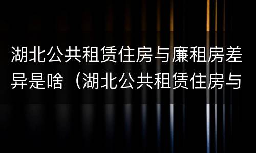 湖北公共租赁住房与廉租房差异是啥（湖北公共租赁住房与廉租房差异是啥原因）