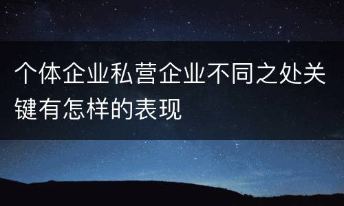 个体企业私营企业不同之处关键有怎样的表现
