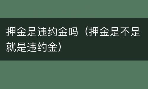 押金是违约金吗（押金是不是就是违约金）
