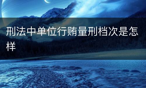 刑法中单位行贿量刑档次是怎样