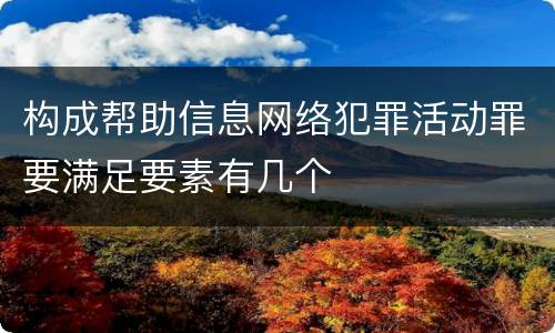 构成帮助信息网络犯罪活动罪要满足要素有几个