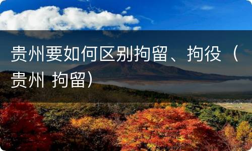 贵州要如何区别拘留、拘役（贵州 拘留）