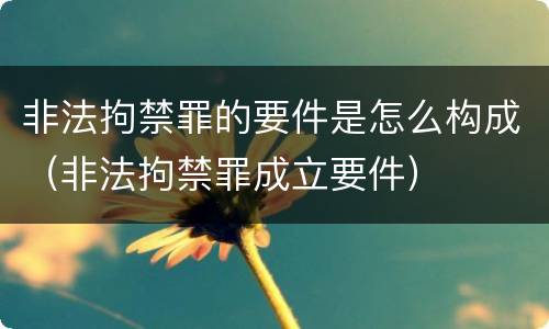 非法拘禁罪的要件是怎么构成（非法拘禁罪成立要件）
