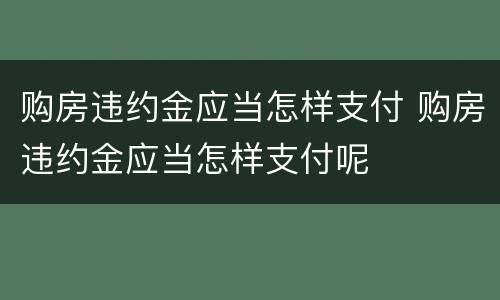 购房违约金应当怎样支付 购房违约金应当怎样支付呢