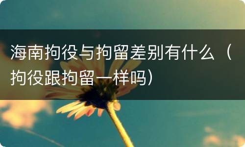 海南拘役与拘留差别有什么（拘役跟拘留一样吗）
